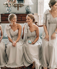 Load image into Gallery viewer, One Shoulder Grey Bridesmaid Dresses for Wedding Under 100