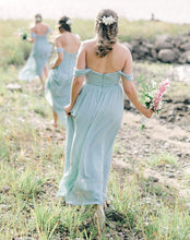 Load image into Gallery viewer, Off the Shoulder Bridesmaid Dresses Under 100 Chiffon