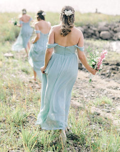 Off the Shoulder Bridesmaid Dresses Under 100 Chiffon