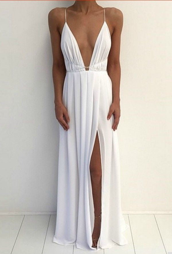 White Split Prom Dresses under 100 GH8