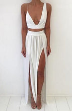 Load image into Gallery viewer, Two Piece White Prom Dresses Split under 100