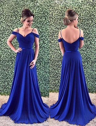 Off the Shoulder Royal Blue Prom Dresses Under 100