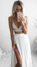 Laden Sie das Bild in den Galerie-Viewer, Two Piece White Prom Dresses Split Side