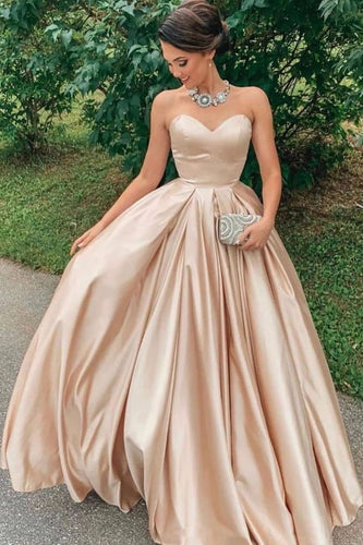 Strapless Champagne Long Prom Dresses Under Under 100