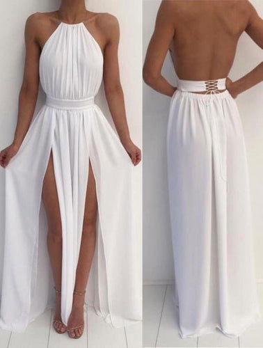 White Backless Prom Dresses under 100