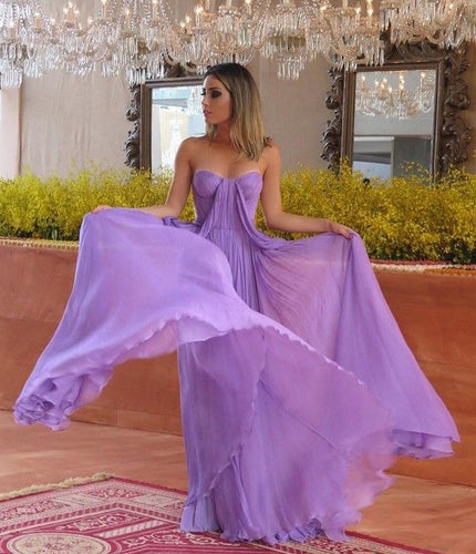 Strapless Floor Length Lanvender Prom Dresses Under 100