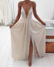 Load image into Gallery viewer, Spaghetti Straps White Split Side Prom Dresses under 100 JH8