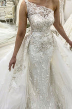 Laden Sie das Bild in den Galerie-Viewer, One Shoulder Wedding Dresses Bridal Gown with Appliques