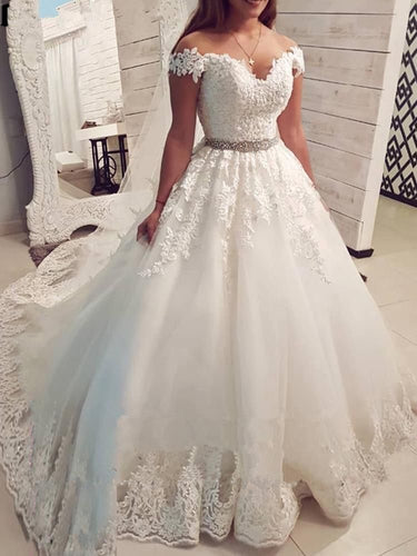 Off the Shoulder Wedding Dresses Bridal Gowns with Appliques