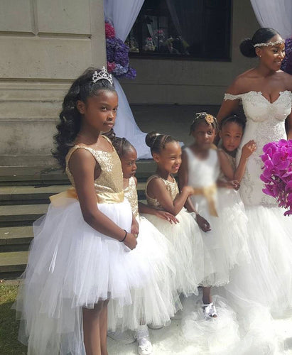 Hi Low Flower Girl Dresses Top with Sequins