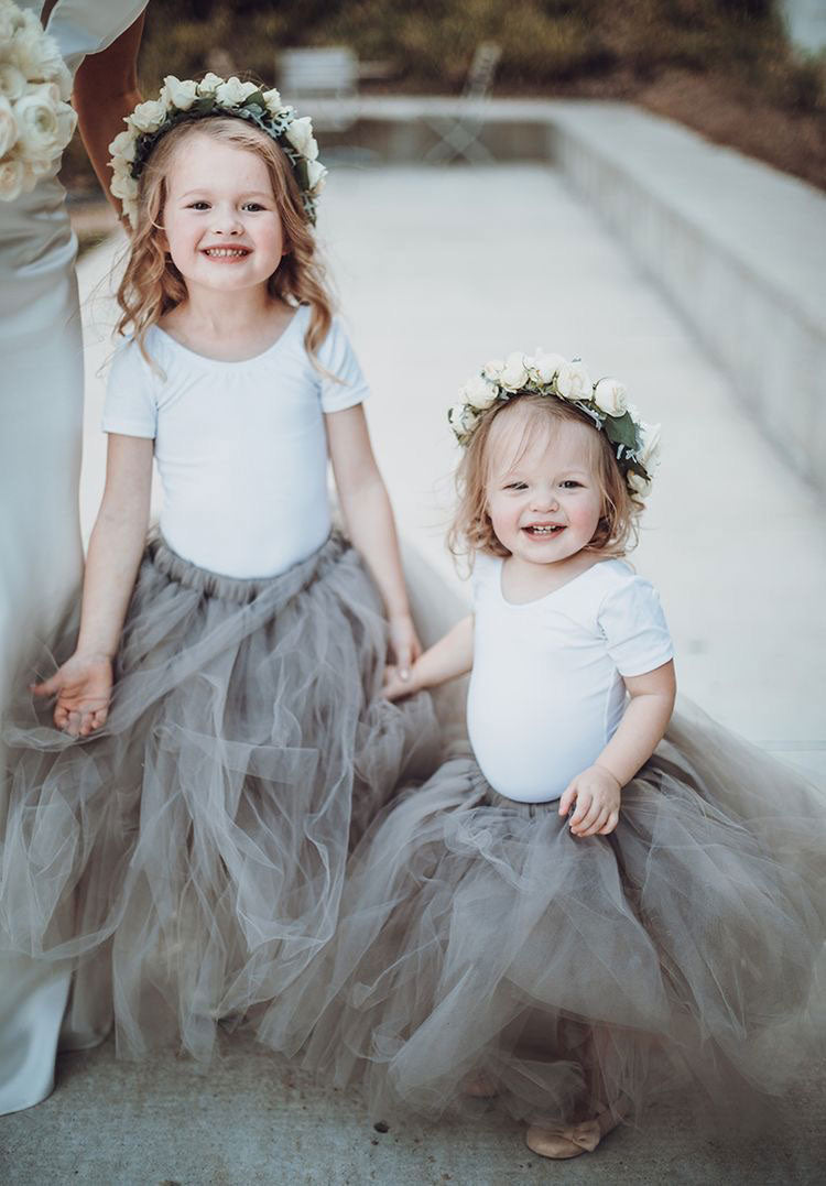 Two Piece Flower Girl Dresses Top with Short Sleeves