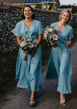 Load image into Gallery viewer, V Neck Casual Bridesmaid Dresses for Wedding Party