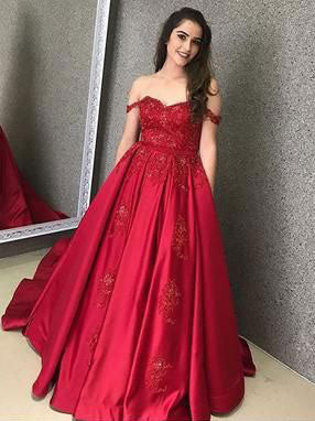 Off the Shoulder Long Prom Dresses with Appliques