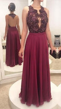 Laden Sie das Bild in den Galerie-Viewer, Sheer Back Long Prom Dresses with Appliques