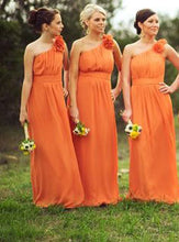 Load image into Gallery viewer, Burnt Orange Bridesmaid Dresses with Handmade Flowers