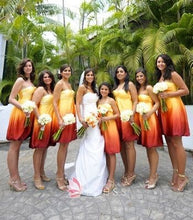 Load image into Gallery viewer, Short Gradient Orange Bridesmaid Dresses