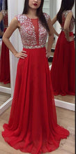 Charger l&#39;image dans la galerie, Charming Chiffon Long Prom Dresses with Rhinestones