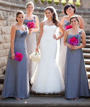 Load image into Gallery viewer, One Shoulder Long Bridesmaid Dresses