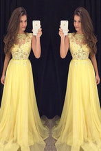 Cargar imagen en el visor de la galería, Yellow Long Prom Dresses with Appliques