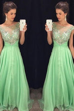 Load image into Gallery viewer, Mint Green Long Prom Dresses with Rhinestones