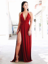 Charger l&#39;image dans la galerie, Halter Slit Side Long Prom Dresses Under 100