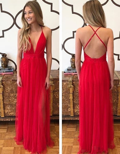 Deep V Neck Long Prom Dresses Under 100