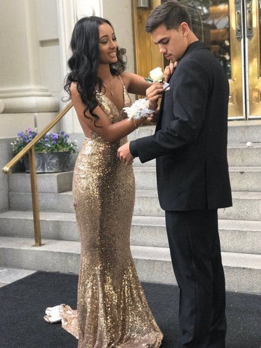 Spaghetti Straps Mermaid Backless Prom Dresses