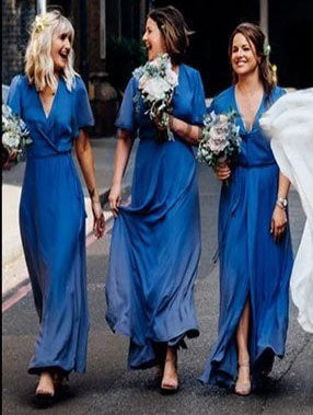 Elegant Deep V Neck Bridesmaid Dresses for Wedding Party