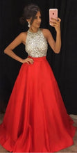 Load image into Gallery viewer, Sparkly Halter Satin Long Prom Dresses