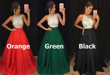 Load image into Gallery viewer, Sparkly Halter Satin Long Prom Dresses