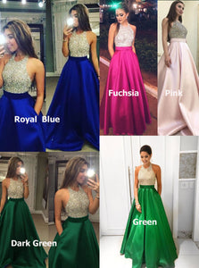 Sparkly Long Prom Dresses with Pockets