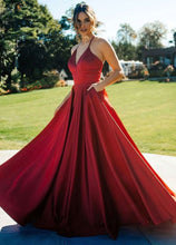 Load image into Gallery viewer, Burgundy Prom Dresses with Pockets