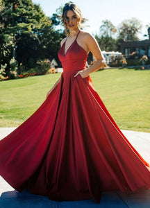 Burgundy Prom Dresses with Pockets