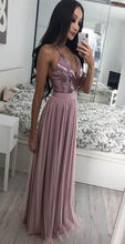 Load image into Gallery viewer, Halter Long Prom Dresses with Sequins