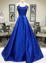 Cargar imagen en el visor de la galería, Royal Blue Long Prom Dresses with Bowknots