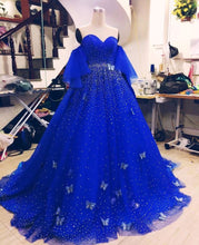 Cargar imagen en el visor de la galería, Long Royal Blue Prom Dresses with Butterflies