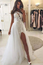 Load image into Gallery viewer, One Shoulder Slit Side Wedding Dresses Bridal Gown with Appliques Lace