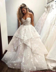 Sweetheart Wedding Dresses Bridal Gown with Appliques Flowers