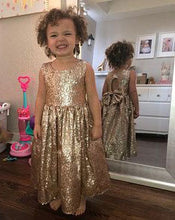 Load image into Gallery viewer, Gold Flower Girl Dresses with Bowknot