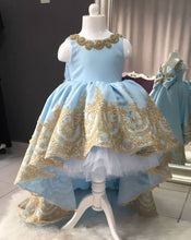 Load image into Gallery viewer, Blue Flower Girl Dresses Birthday Gown with Appliques