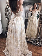 Load image into Gallery viewer, Vintage Spaghetti Straps Wedding Dresses Bridal Gown with appliques