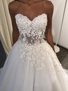 Sweetheart Tulle Wedding Dresses Bridal Gown with Appliques