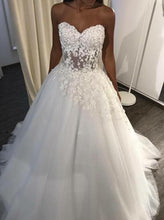 Cargar imagen en el visor de la galería, Sweetheart Tulle Wedding Dresses Bridal Gown with Appliques