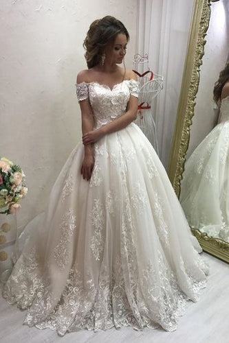 Off the Shoulder Wedding Dresses Bridal Gown with Appliques