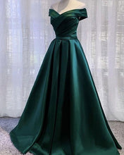 Laden Sie das Bild in den Galerie-Viewer, Off V Neck Prom Dresses Floor Length Evening Gown