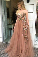 Load image into Gallery viewer, Sweetheart Long Prom Dresses with Floral Flowers