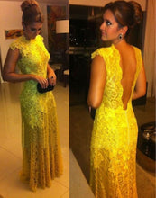 Load image into Gallery viewer, Lace Yellow Prom Dresses Long Evening Gown