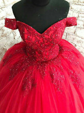 Load image into Gallery viewer, Off the Shoulder Ball Prom Dresses Pageant Dress with Appliques