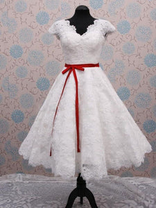 Vingtage V Neck Wedding Dresses Bridal Gown with Appliques