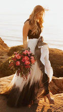 Laden Sie das Bild in den Galerie-Viewer, Elegant Two Piece Black Wedding Dresses Bridal Gown
